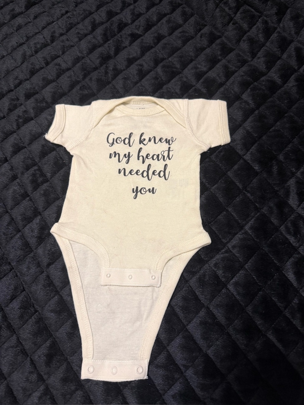 Cream Baby One-Piece Bodysuit with Scripture Text